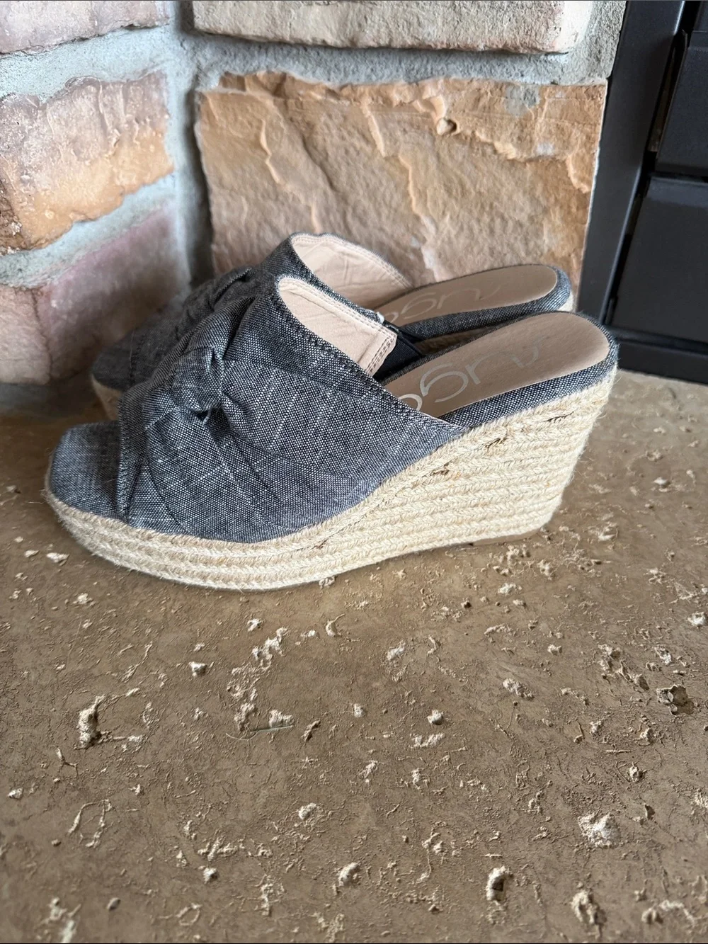 Knot Espadrille Wedge Slides sz 8